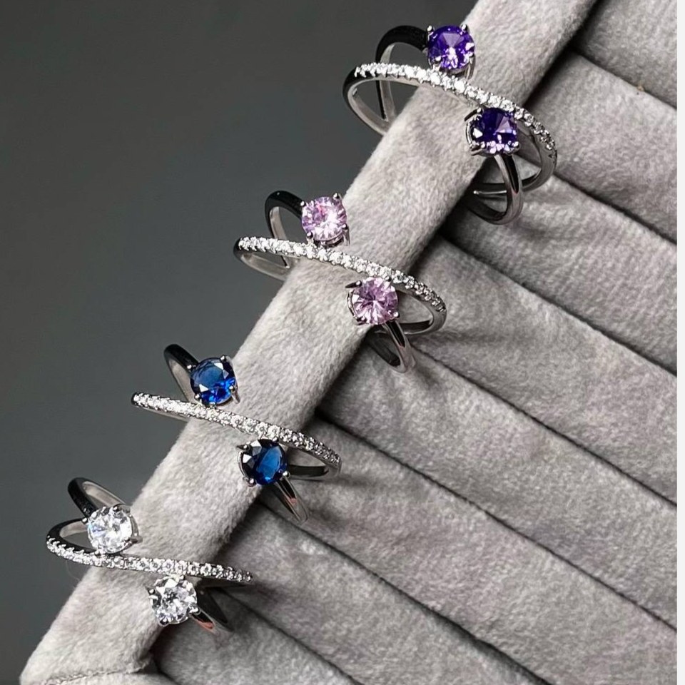 انگشتر طرح جواهری زنانه طرح گل لاله نگین تنوع طرح رنگ ثابت کد tk
