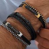 دستبند چرمی قفل استیل مگنتی کارتیر Cartier در تنوع طرح کیفیت چرم عالی رنگ ثابت کد mp