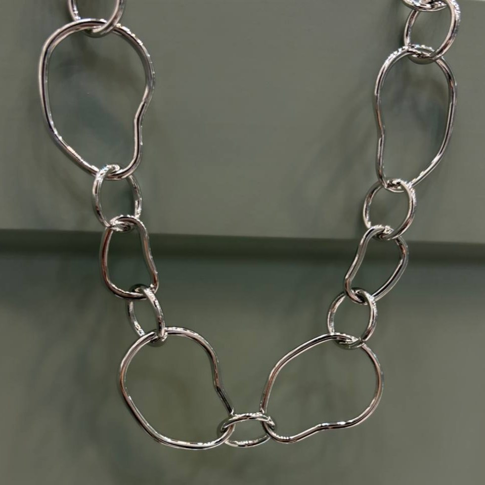 گردنبند زنجیری آبکاری نقره مینیمال طلایی و نقره ای رنگ ثابت کد gy