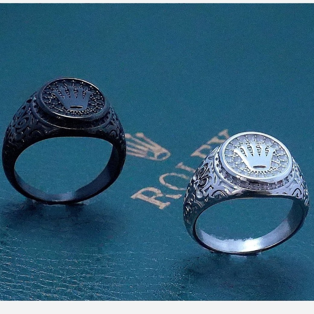 انگشتر مردانه استیل طرح رولکس ROLEX سایز بندی 9 تا 11 رنگ ثابت تنوع طرح کد mp
