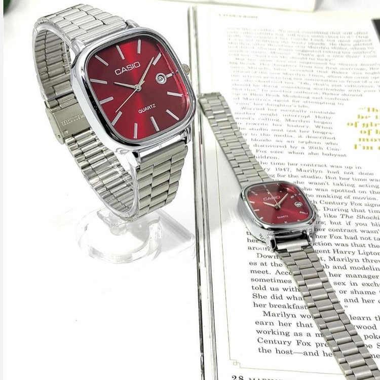 ساعت مچی مردانه صفحه مربع کاسیو CASIO طرح تاریخ دار در تنوع رنگ رنگ ثابت کد mp