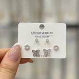 گوشواره طرح جواهری طرح گل ونکلیف vancleef و نگین سه جفتی تنوع طرح رنگ ثابت کد gy