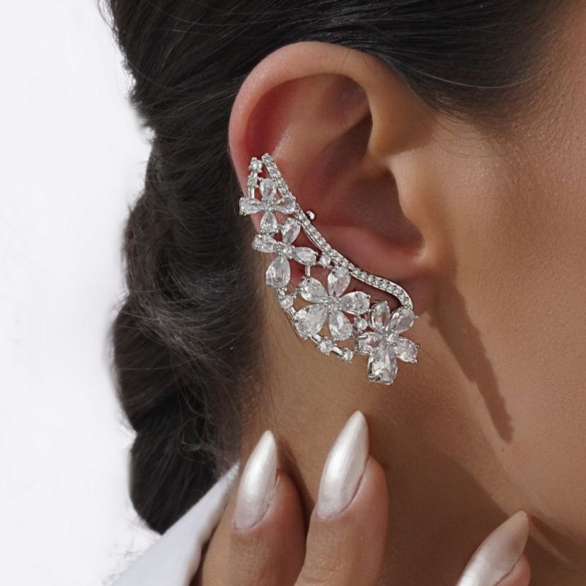 گوشواره ایرکاف جواهری طرح گل رنگ ثابت کد mp