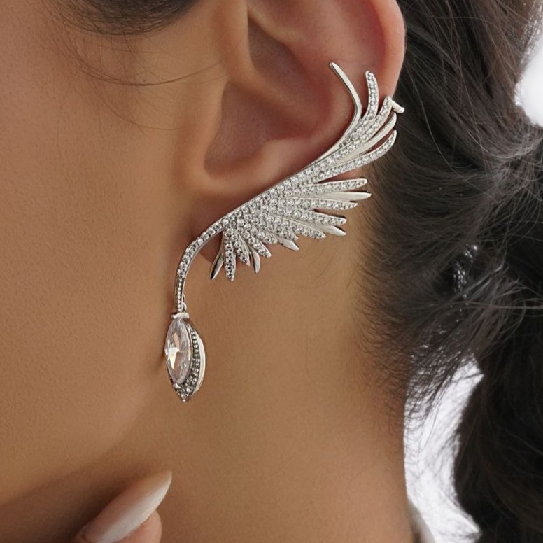 گوشواره ایرکاف جواهری طرح بال فرشته رنگ ثابت کد mp
