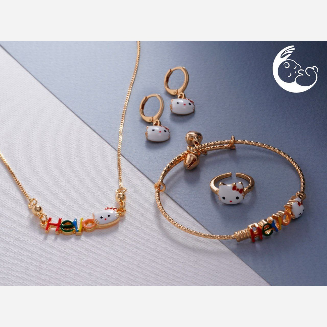 ست سرویس بچه گانه انگشتر-دستبند-گردنبند-گوشواره طرح سیندرلا فری سایز رنگ ثابت و طرح های دیگر