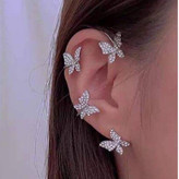 گوشواره ایرکاف جواهری طرح پروانه زیبا ضد حساسیت و رنگ ثابت