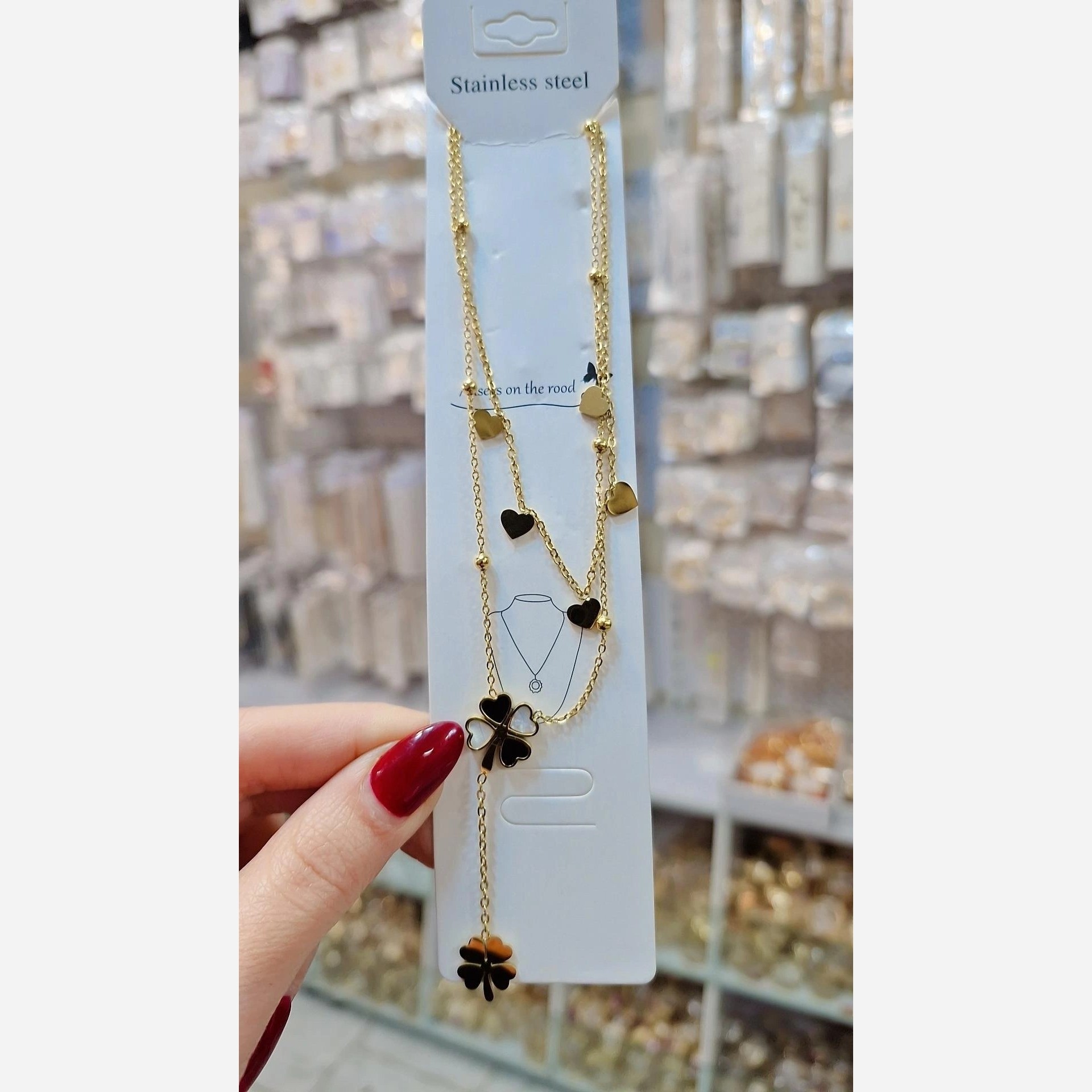 گردنبند زنانه استیل طرح طلا ضد حساسیت