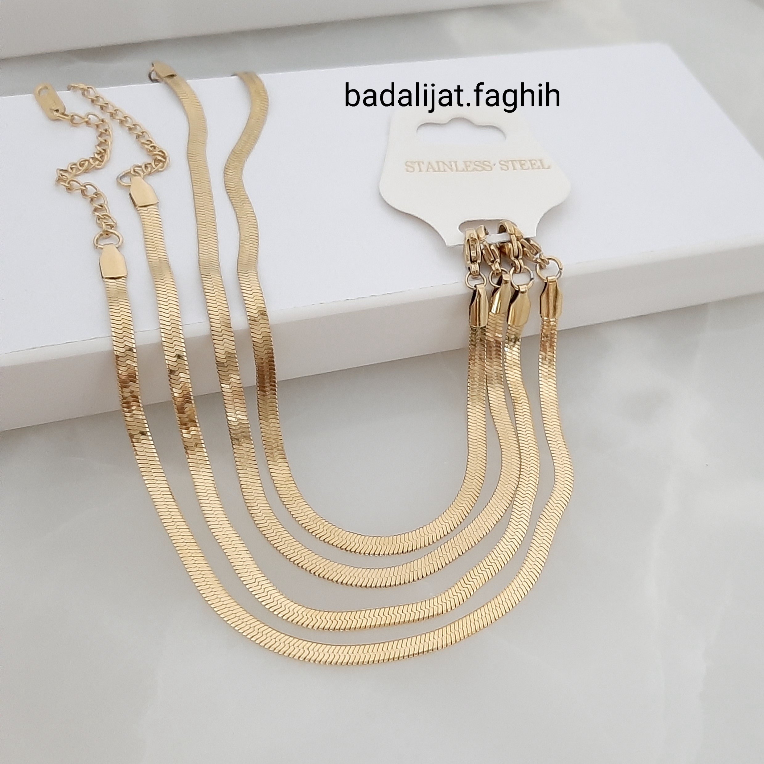 پابند و دستبند ماری استیل درجه یک و رنگ ثابت با آبکاری طلا و فوق العاده شیک