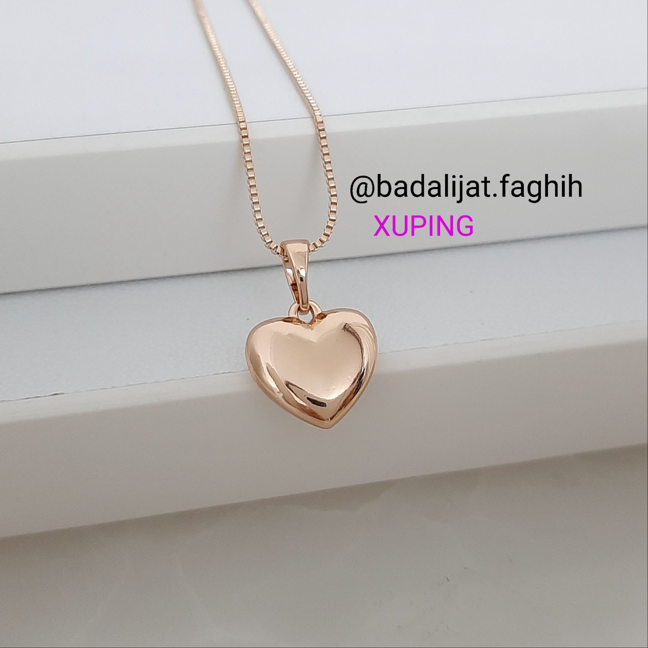 پلاک ژوپینگ قلب در دو سایز کاملا رنگ ثابت و آبکاری طلا شده