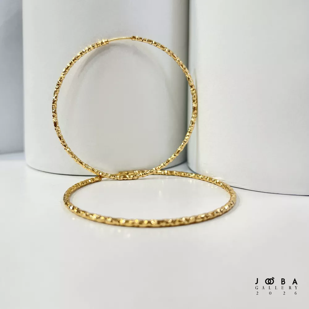 گوشواره حلقه ای طلایی تراشه بزرگ ژوپینگ کد 317110304