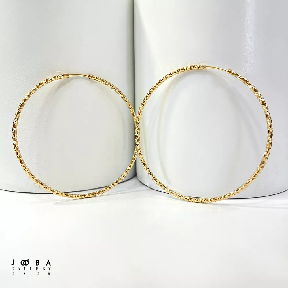 گوشواره حلقه ای طلایی تراشه بزرگ ژوپینگ کد 317110304