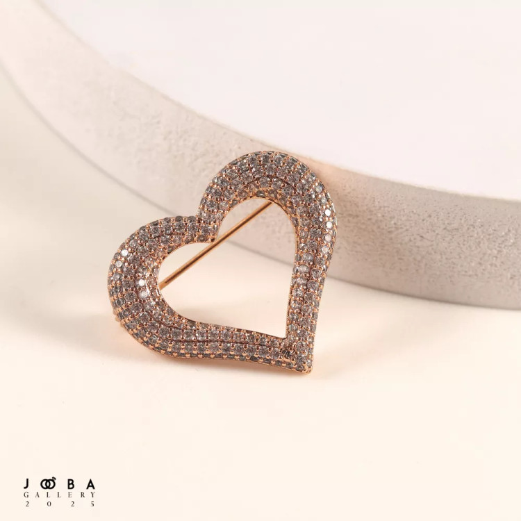 گل سینه قلب نگینی طلایی ژوپینگ کد 1091391972