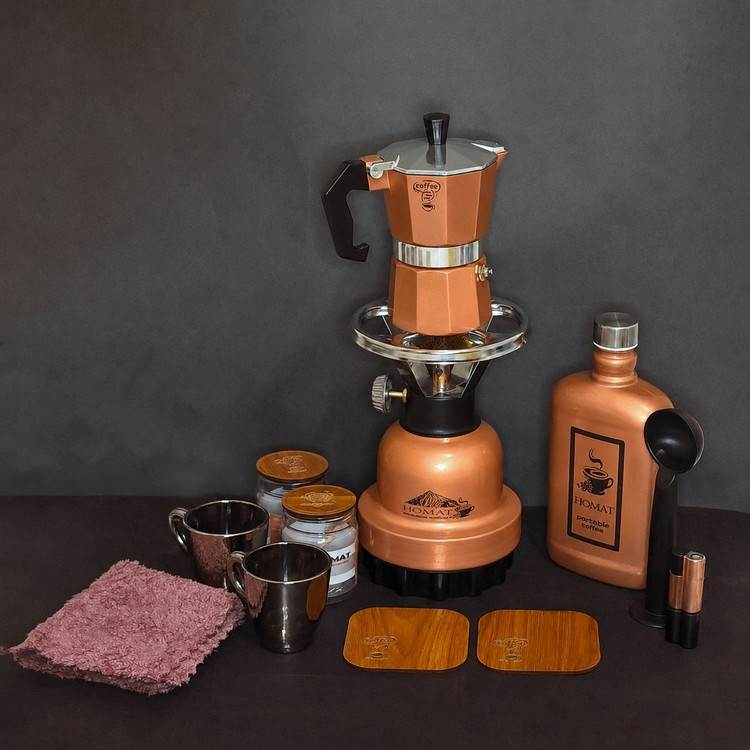 کیف پک قهوه ساز حمات رنگ مسی مدل t12d copper هدایای سازمانی 12 پارچه وسفری