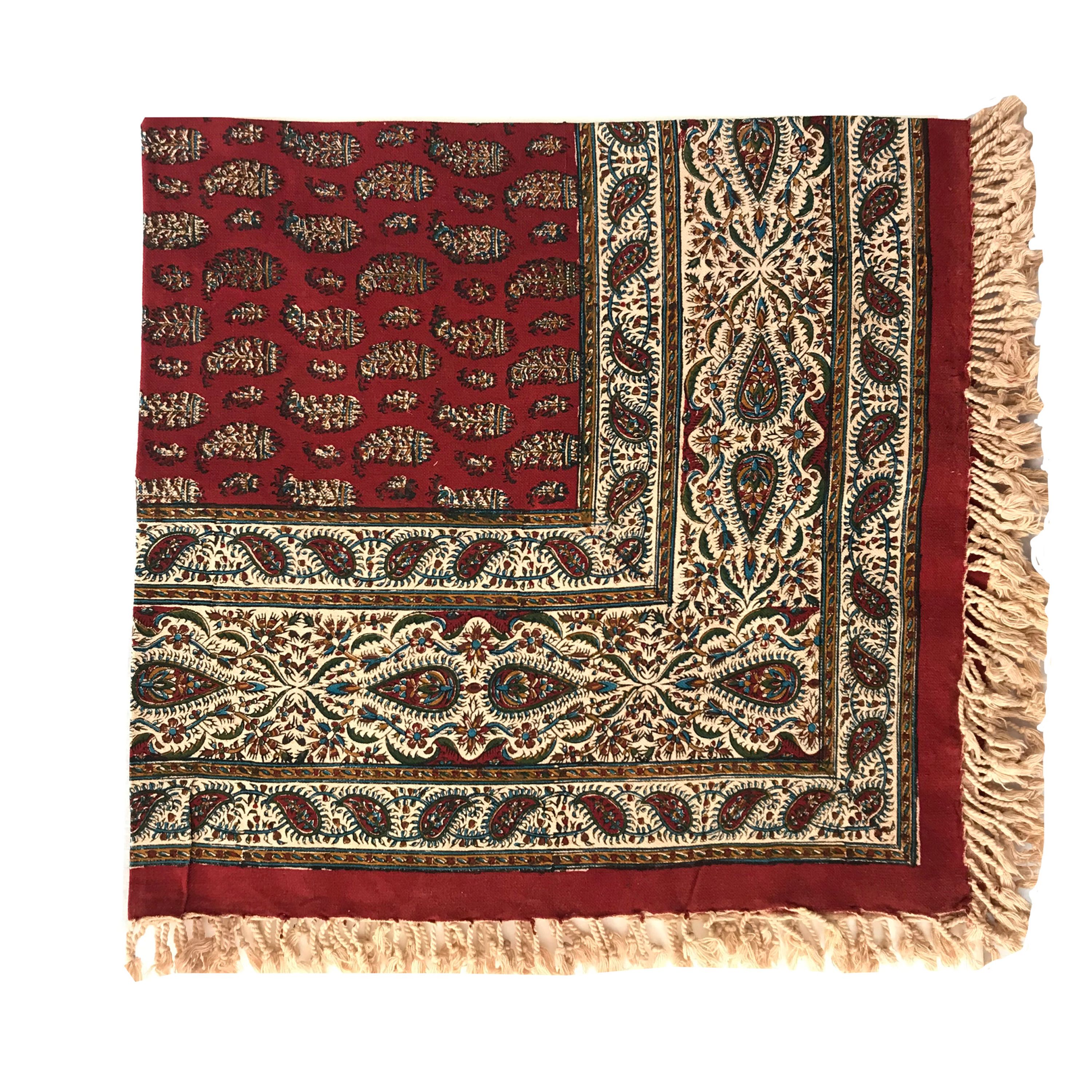 رومیزی قلمکار طرح زرشکی اعلا سایز یک متری