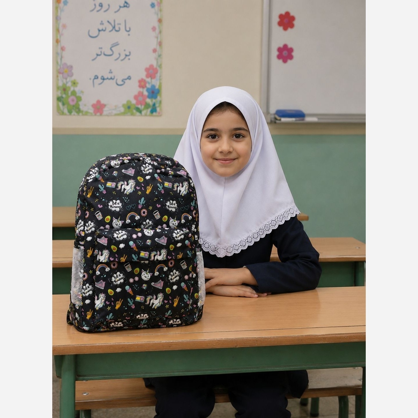 کوله مدرسه طرح دار