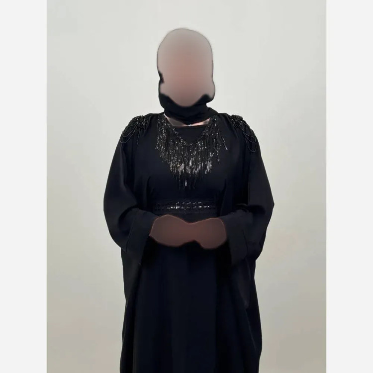 عبای زنانه سردوشی مشکی جنس الیزه اعلا فری سایز 38 تا 58