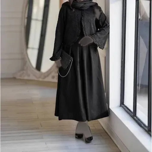 ست محرمی زنانه جنس کسمه درجه یک فری سایز مشکی