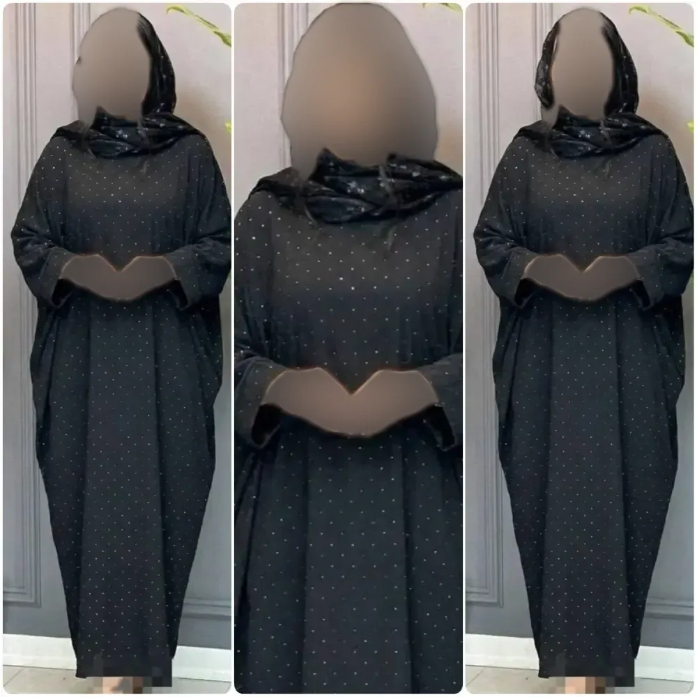 عبای زنانه مجلسی مدل نگیندار جنس الیزه رنگ مشکی فری سایز