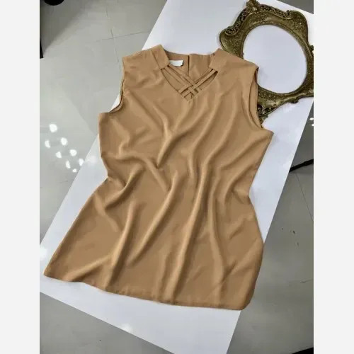 تاپ زنانه یقه ضربدری جنس الیزه مصری اعلا سایز 40 تا 52