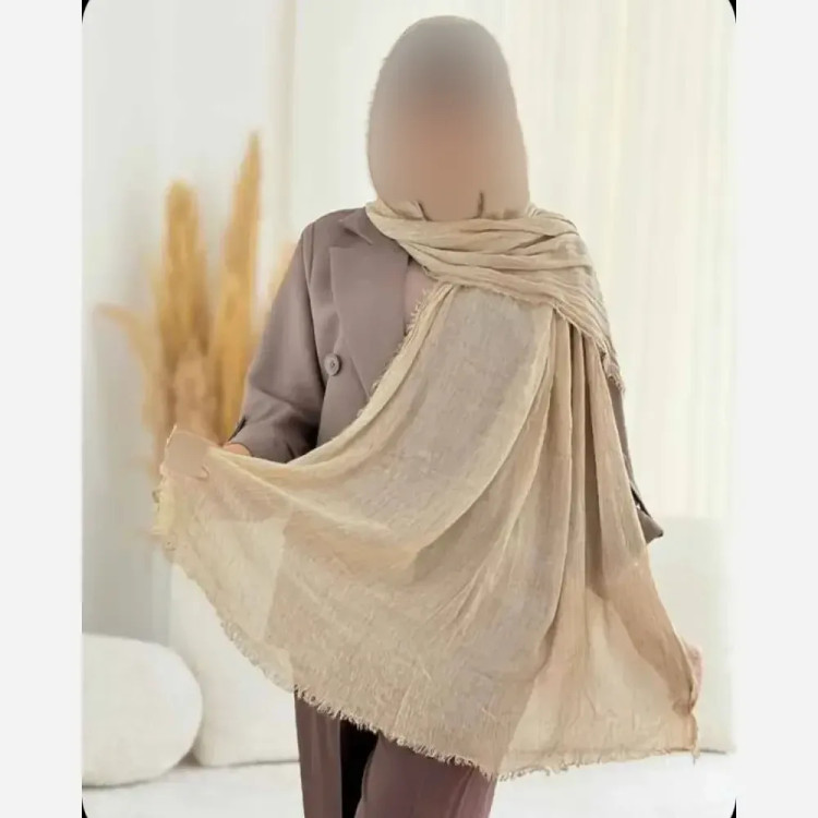 شال پلیسه لمه دار دور ریش زنانه ابعاد 75 در 175 سانتی متر