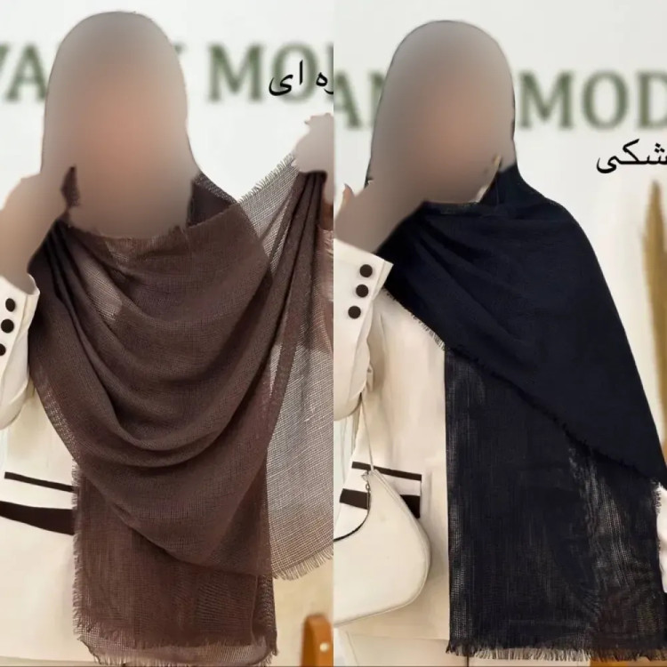 شال پلیسه لمه دار دور ریش زنانه ابعاد 75 در 175 سانتی متر