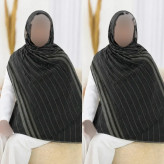شال لمه مشکی طلایی مجلسی ابعاد 175 در 75 سانتیمتر جنس کنفی