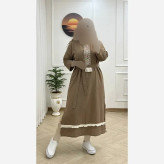 کفتان زنانه نوار کنفی جنس موسلین دبل فیس خارجی فری سایز