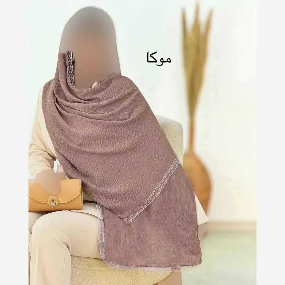 شال پلیسه لبه توری مجلسی قواره بزرگ ابعاد 180 در 75 سانتیمتر