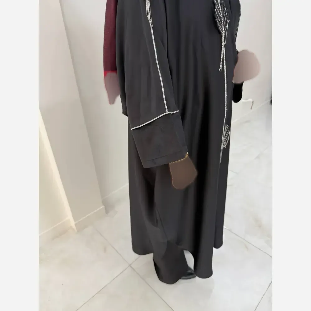 عبا مجلسی زنانه ساتن زارا جواهر دوزی شده مشکی فری سایز