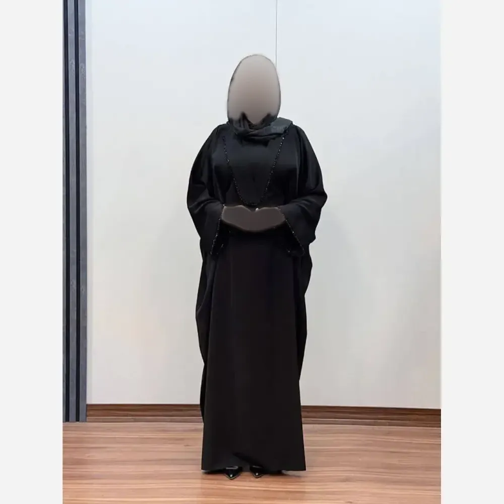 عبای مجلسی زنانه مدل سوگند جنس الیزه درجه یک فری سایز مشکی