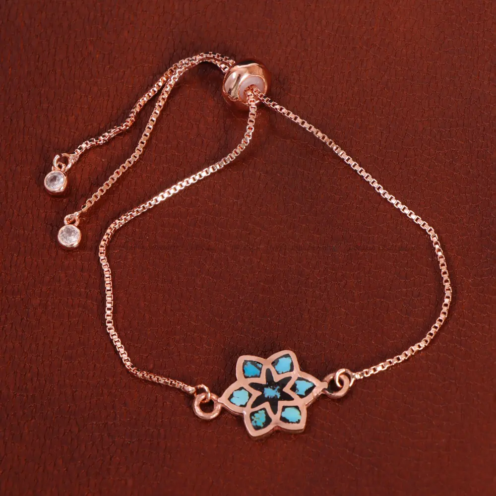 دستبند مسی فیروزه کوب کد 34758