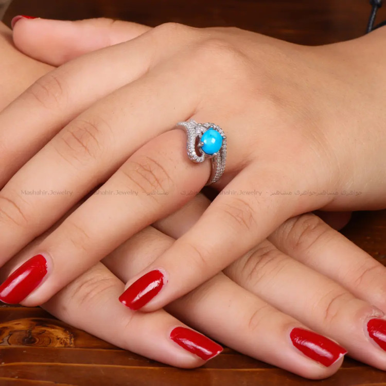 انگشتر فیروزه عجمی زنانه کد 34743