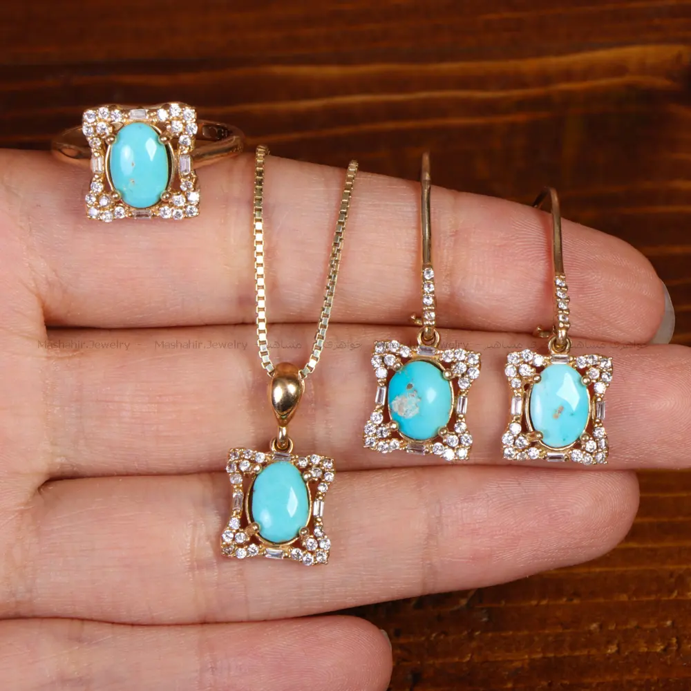 نیم ست فیروزه زنانه کد 34308