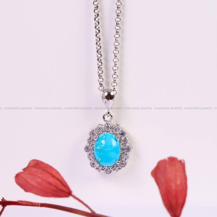 گردنبند فیروزه زنانه کد 6120