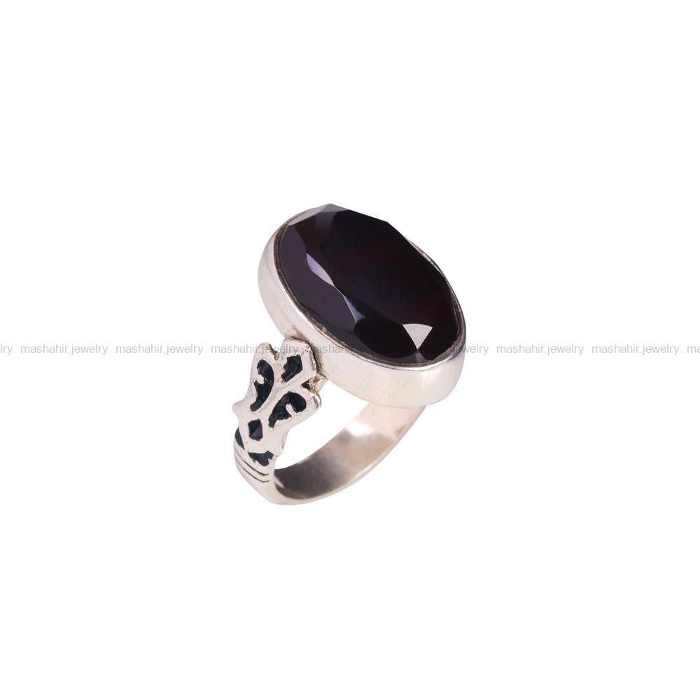انگشتر عقیق مشکی مردانه کد 6826