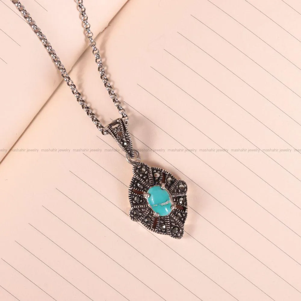 گردنبند فیروزه زنانه کد 2572