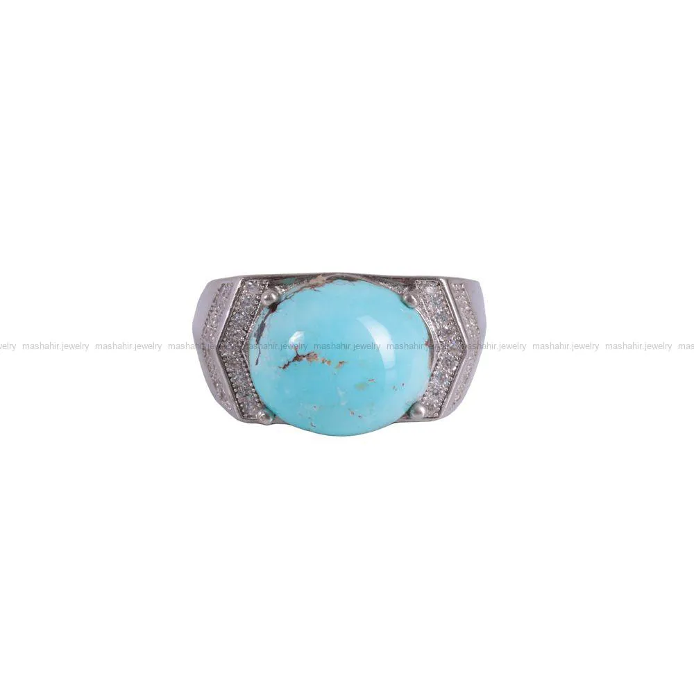 انگشتر فیروزه شجری مردانه کد 2695