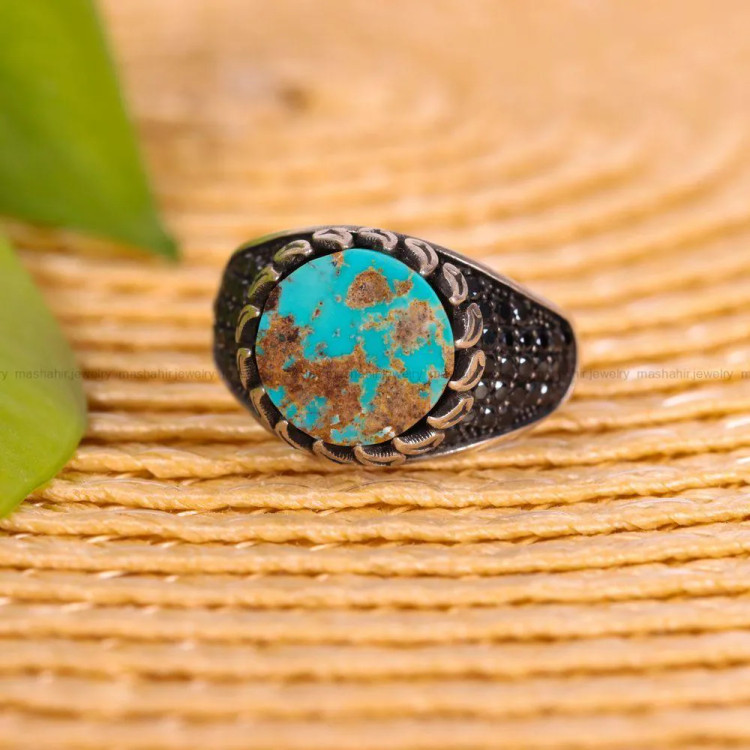 انگشتر فیروزه شجری مردانه کد 2842