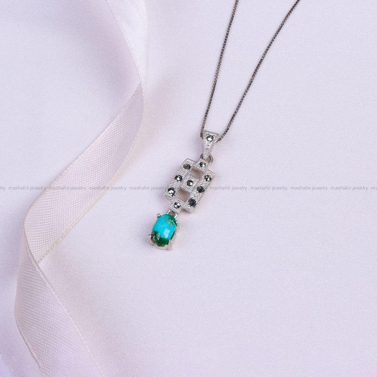 گردنبند فیروزه زنانه کد 9772