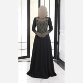ماکسی مجلسی زنانه مدل حنا جنس مازراتی رنگ مشکی سایز بزرگ
