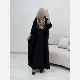 کفتان محرمی مشکی الیزه نگین کوبی شده و خرجکار هندی فری سایز
