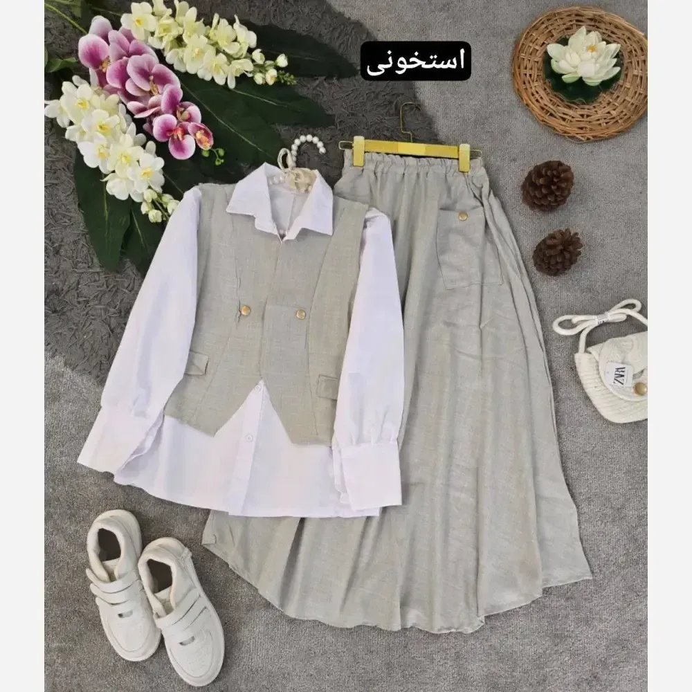 ست سه تیکه زنانه مدل ژینا جنس شانتون فری سایز 36 تا 46