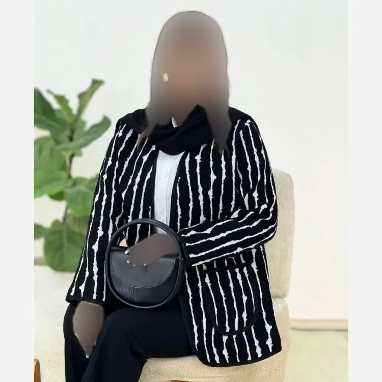 کت زنانه الیزا جنس تافته سوزن دوزی مشکی سایز فری 36 تا 46