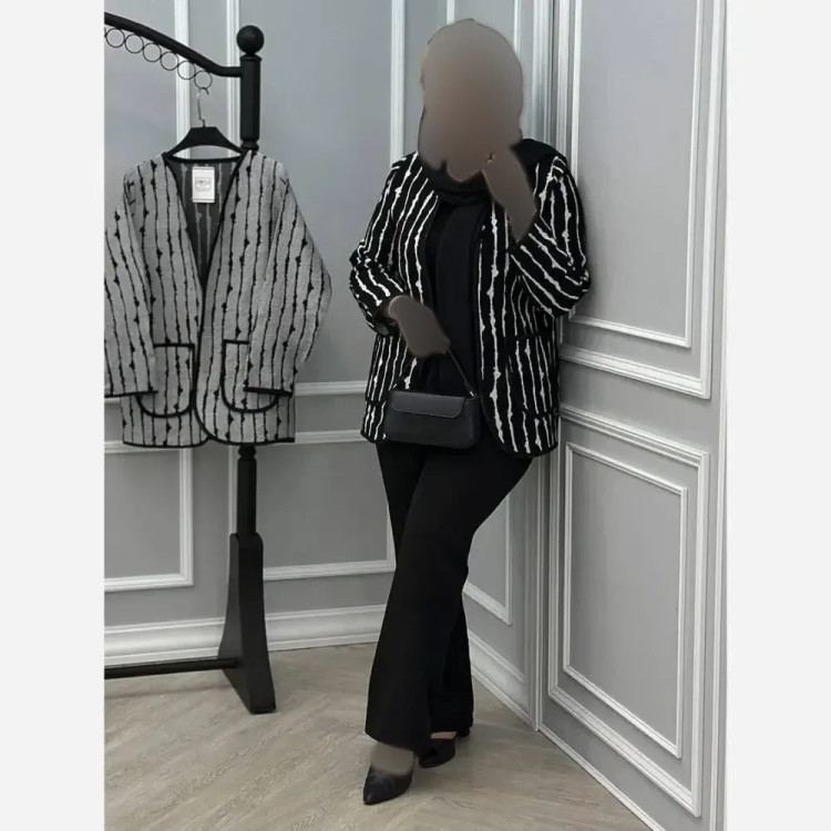 کت زنانه الیزا جنس تافته سوزن دوزی مشکی سایز فری 36 تا 46
