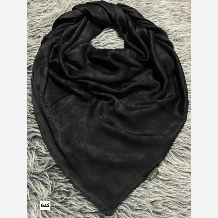 روسری مشکی ژاکارد قواره 140 دور دوخت