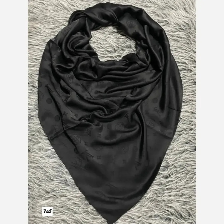 روسری مشکی ژاکارد قواره 140 دور دوخت