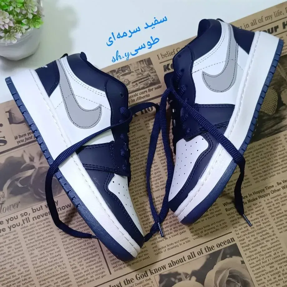 کفش کتانی جردن نایک زنانه جنس چرم حوله ای با کفی طبی و زیره پیو رابر