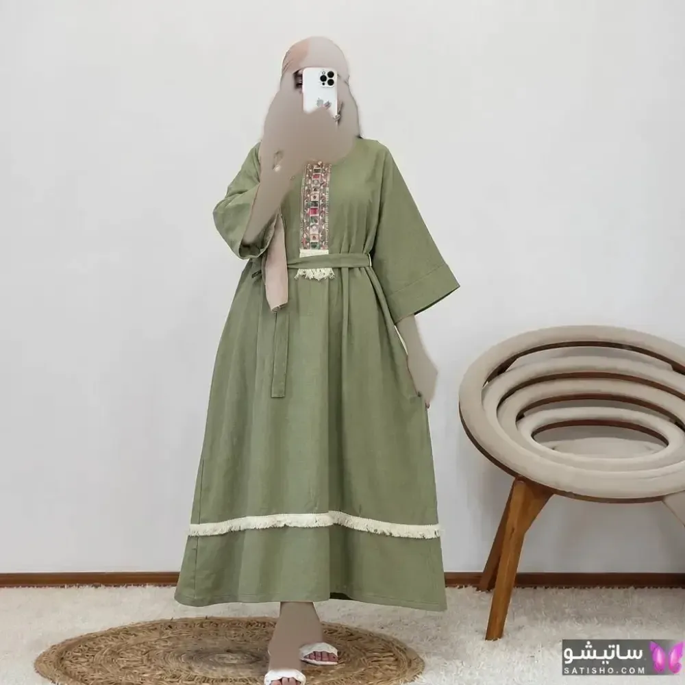 کفتان زنانه نوار کنفی جنس موسلین دبل فیس فری سایز (2)