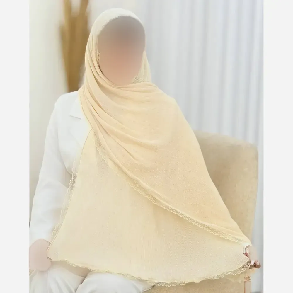 شال پلیسه لبه توری مجلسی سایز بزرگ ابعاد 180 در 75 سانتی متر