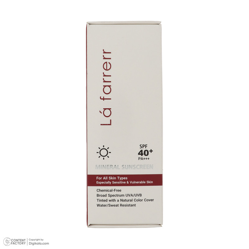 کرم ضد آفتاب رنگی لافارر SPF 40 مدل مینرال حاوی محافظ UVA و UVB و PA+++ مناسب انواع پوست حجم 40 میلیلیتر